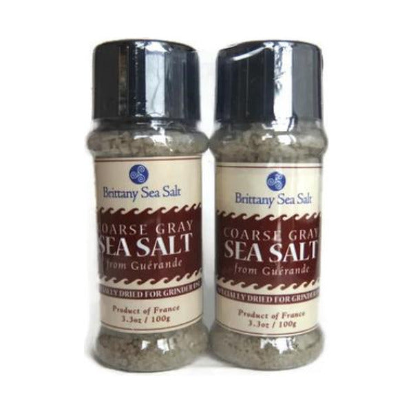Coarse Gray Sea Salt Dried for Grinders - 3.3 oz - Grinder - 2 pack - Brittany Sea Salt