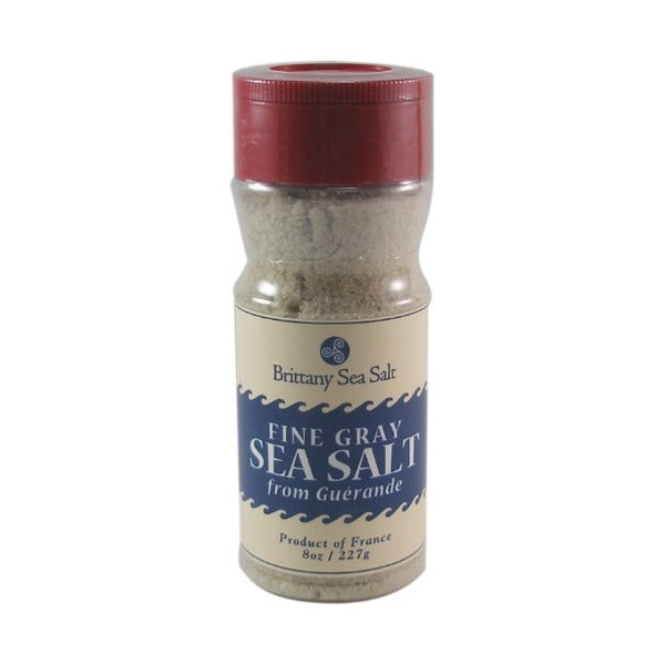 Fine Gray Sea Salt - 8 oz - Shaker - Brittany Sea Salt
